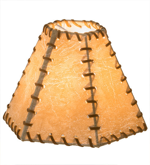 Meyda Lighting Faux Leather 7" Tan Hexagon Brown Leather Shade