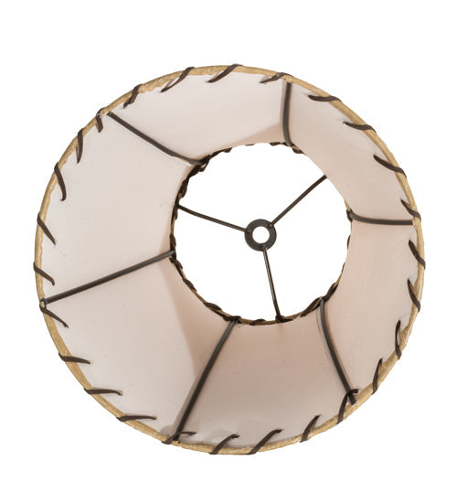 Meyda Lighting Faux Leather 9" Beige Tan Hexagon Shade