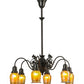 Meyda Lighting Favrile 28" 6-Light Craftsman Brown Early Electric Chandelier With Gold Iridescent Shade Glass