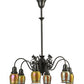 Meyda Lighting Favrile 28" 6-Light Craftsman Brown Early Electric Chandelier With Gold Iridescent Shade Glass