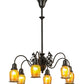Meyda Lighting Favrile 28" 6-Light Craftsman Brown Early Electric Chandelier With Gold Iridescent Shade Glass