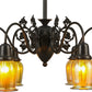 Meyda Lighting Favrile 28" 6-Light Craftsman Brown Early Electric Chandelier With Gold Iridescent Shade Glass