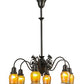 Meyda Lighting Favrile 28" 6-Light Craftsman Brown Early Electric Chandelier With Gold Iridescent Shade Glass