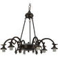 Meyda Lighting Favrile 28" 6-Light Mahogany Bronze Chandelier With Multi-Colored Shade Glass