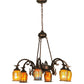 Meyda Lighting Favrile 28" 6-Light Mahogany Bronze Chandelier With Multi-Colored Shade Glass