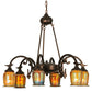 Meyda Lighting Favrile 28" 6-Light Mahogany Bronze Chandelier With Multi-Colored Shade Glass