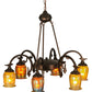 Meyda Lighting Favrile 28" 6-Light Mahogany Bronze Chandelier With Multi-Colored Shade Glass