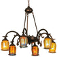 Meyda Lighting Favrile 28" 6-Light Mahogany Bronze Chandelier With Multi-Colored Shade Glass