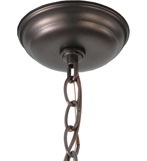 Meyda Lighting Favrile 28" 6-Light Mahogany Bronze Chandelier With Multi-Colored Shade Glass
