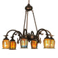 Meyda Lighting Favrile 28" 6-Light Mahogany Bronze Chandelier With Multi-Colored Shade Glass
