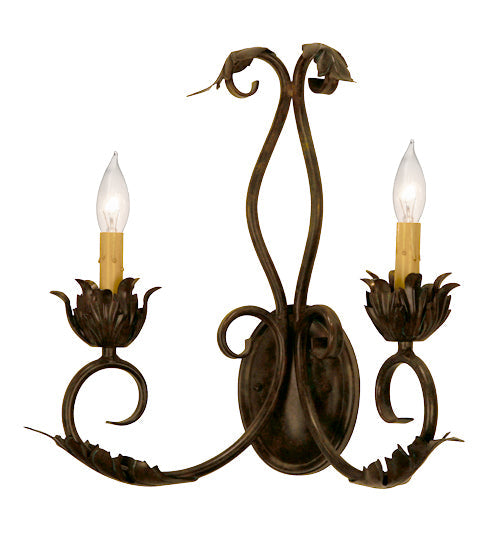 Meyda Lighting Felicia 16" 2-Light French Bronzed Wall Sconce With Ivory Faux Candlelight