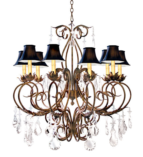 Meyda Lighting Felicia 42" 10-Light Autumn Leaf Chandelier With Black Textrene Shade Glass