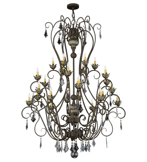 Meyda Lighting Felicia 51" 24-Light Tarnished Aztec Gold Chandelier With Amber Faux Candlelight
