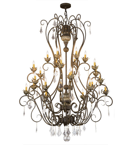 Meyda Lighting Felicia 51" 24-Light Tarnished Aztec Gold Chandelier With Amber Faux Candlelight