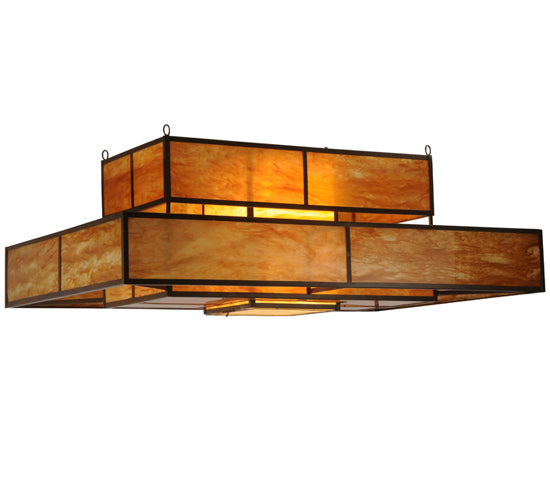 Meyda Lighting Fellowship 72" 8-Light Antique Copper Flush Mount Light With Ambra Siena Idalight Shade