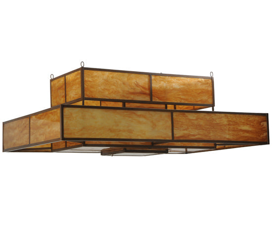 Meyda Lighting Fellowship 72" 8-Light Antique Copper Flush Mount Light With Ambra Siena Idalight Shade