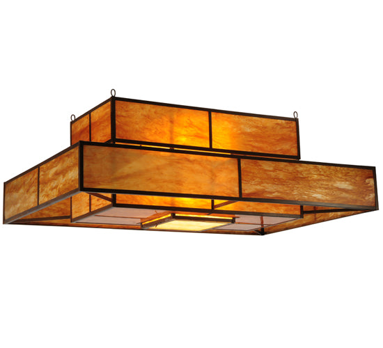 Meyda Lighting Fellowship 72" 8-Light Antique Copper Flush Mount Light With Ambra Siena Idalight Shade