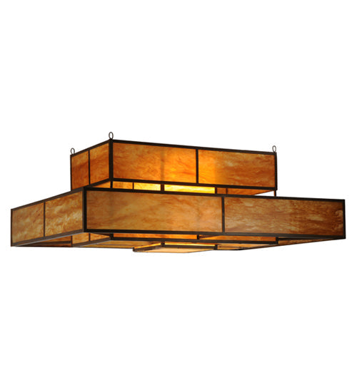 Meyda Lighting Fellowship 72" 8-Light Antique Copper Flush Mount Light With Ambra Siena Idalight Shade