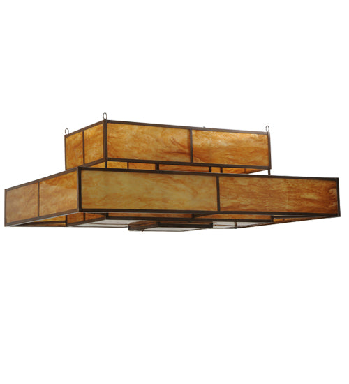 Meyda Lighting Fellowship 72" 8-Light Antique Rust Island Flush Mount Light With Ambra Siena Idalight Shade