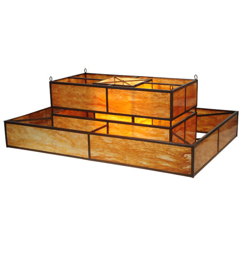 Meyda Lighting Fellowship 72" 8-Light Antique Rust Island Flush Mount Light With Ambra Siena Idalight Shade