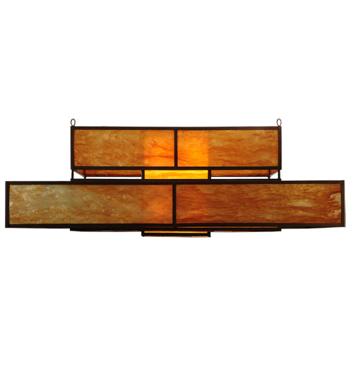 Meyda Lighting Fellowship 72" 8-Light Antique Rust Island Flush Mount Light With Ambra Siena Idalight Shade