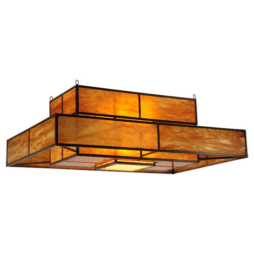 Meyda Lighting Fellowship 72" 8-Light Antique Rust Island Flush Mount Light With Ambra Siena Idalight Shade