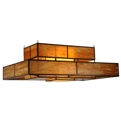 Meyda Lighting Fellowship 72" 8-Light Antique Rust Island Flush Mount Light With Ambra Siena Idalight Shade