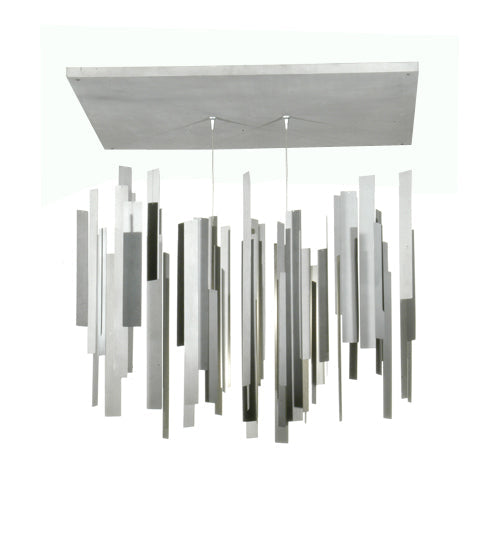 Meyda Lighting Feng Shui 36"Sq 2-Light Brushed Aluminum Semi-flush Mount Light With Silver Shade Glass