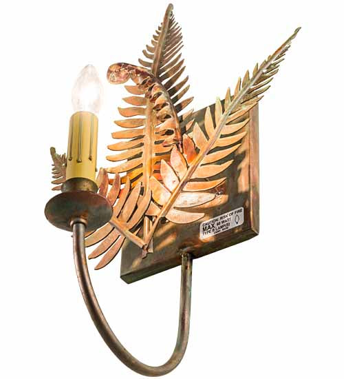 Meyda Lighting Fern 12" Verdigris & Copper Wall Sconce With Ivory Faux Candlelight