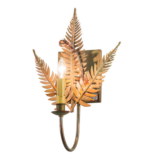 Meyda Lighting Fern 12" Verdigris & Copper Wall Sconce With Ivory Faux Candlelight