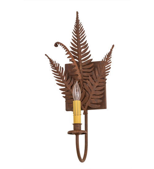 Meyda Lighting Fern 67833 10" Hand Painted Rust Wall Sconce With Ivory Faux Candlelight