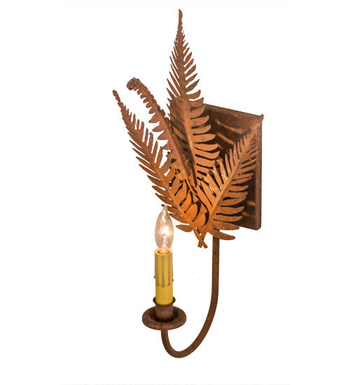 Meyda Lighting Fern 67833 10" Hand Painted Rust Wall Sconce With Ivory Faux Candlelight