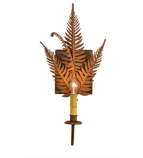 Meyda Lighting Fern 67833 10" Hand Painted Rust Wall Sconce With Ivory Faux Candlelight