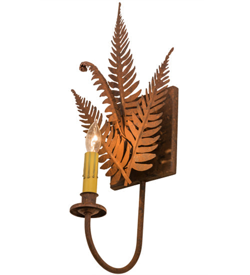 Meyda Lighting Fern 67833 10" Hand Painted Rust Wall Sconce With Ivory Faux Candlelight