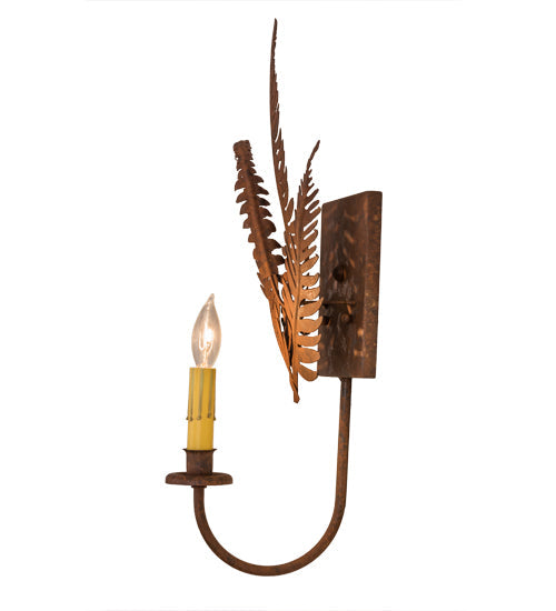 Meyda Lighting Fern 67833 10" Hand Painted Rust Wall Sconce With Ivory Faux Candlelight