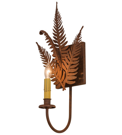 Meyda Lighting Fern 67833 10" Hand Painted Rust Wall Sconce With Ivory Faux Candlelight