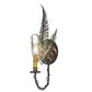Meyda Lighting Fern 8" Raw Copper & Verdigris Wall Sconce With Amber Faux Candlelight
