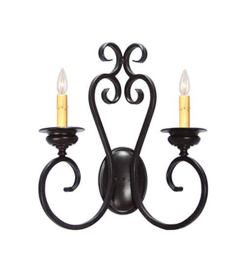 Meyda Lighting Fernando 17" 2-Light Blackwash Wall Sconce With Amber Faux Candlelight