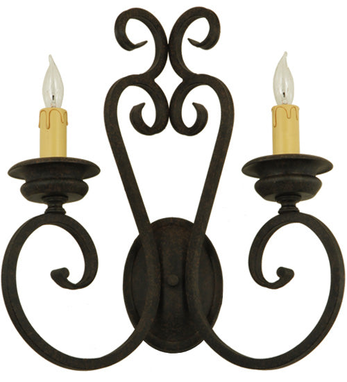 Meyda Lighting Fernando 17" 2-Light Coffee Bean Wall Sconce With Ivory Faux Candlelight