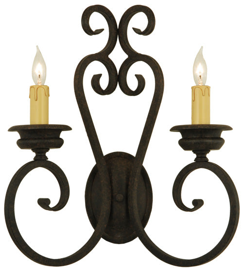 Meyda Lighting Fernando 17" 2-Light Coffee Bean Wall Sconce With Ivory Faux Candlelight