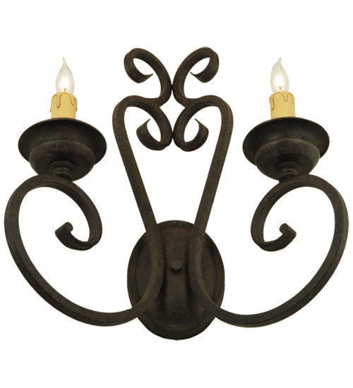 Meyda Lighting Fernando 17" 2-Light Coffee Bean Wall Sconce With Ivory Faux Candlelight
