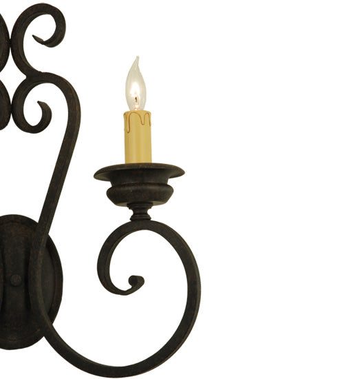 Meyda Lighting Fernando 17" 2-Light Coffee Bean Wall Sconce With Ivory Faux Candlelight