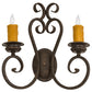 Meyda Lighting Fernando 17" 2-Light Gilded Tobacco Wall Sconce With Amber Faux Candlelight