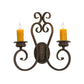 Meyda Lighting Fernando 17" 2-Light Gilded Tobacco Wall Sconce With Amber Faux Candlelight