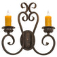 Meyda Lighting Fernando 17" 2-Light Gilded Tobacco Wall Sconce With Amber Faux Candlelight
