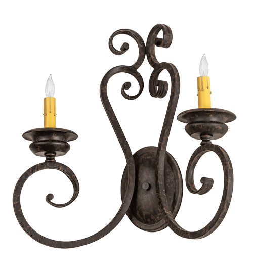 Meyda Lighting Fernando 211058 17" 2-Light Coffee Bean Wall Sconce With Ivory Faux Candlelight