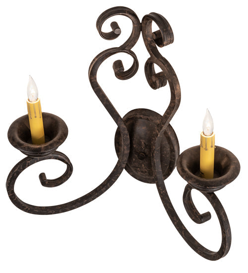 Meyda Lighting Fernando 211058 17" 2-Light Coffee Bean Wall Sconce With Ivory Faux Candlelight