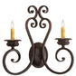 Meyda Lighting Fernando 211058 17" 2-Light Coffee Bean Wall Sconce With Ivory Faux Candlelight