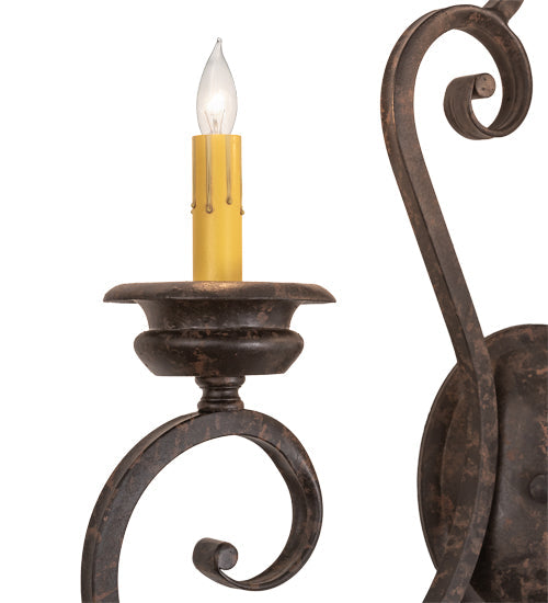 Meyda Lighting Fernando 211058 17" 2-Light Coffee Bean Wall Sconce With Ivory Faux Candlelight