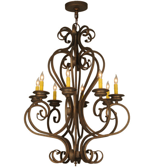 Meyda Lighting Fernando 28" 8-Light French Bronze Chandelier With Amber Faux Candlelight